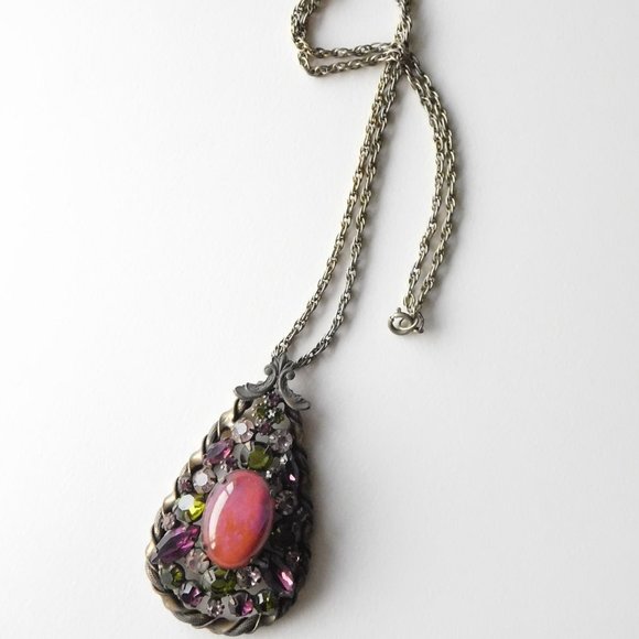 large vintage Victorian SAPHIRET necklace pendant - Picture 2 of 8